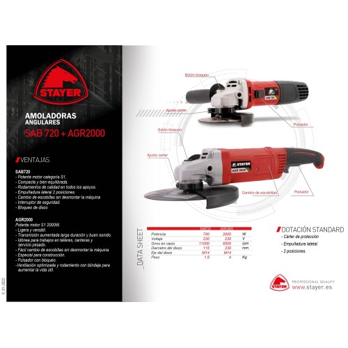 Set Amoladoras Angulares AGR 2000 (Ø230mm.) + SAB 720 (Ø115mm.)